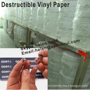 Ultra Destructible Vinyl Paper For Customized Warranty Stickers,white Destructible Paper Material For Printing 